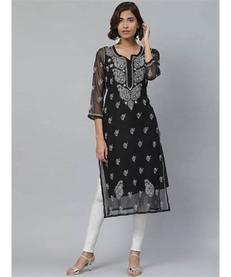 black chikan|Black Chikan Kurta